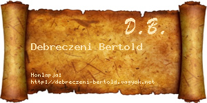 Debreczeni Bertold névjegykártya